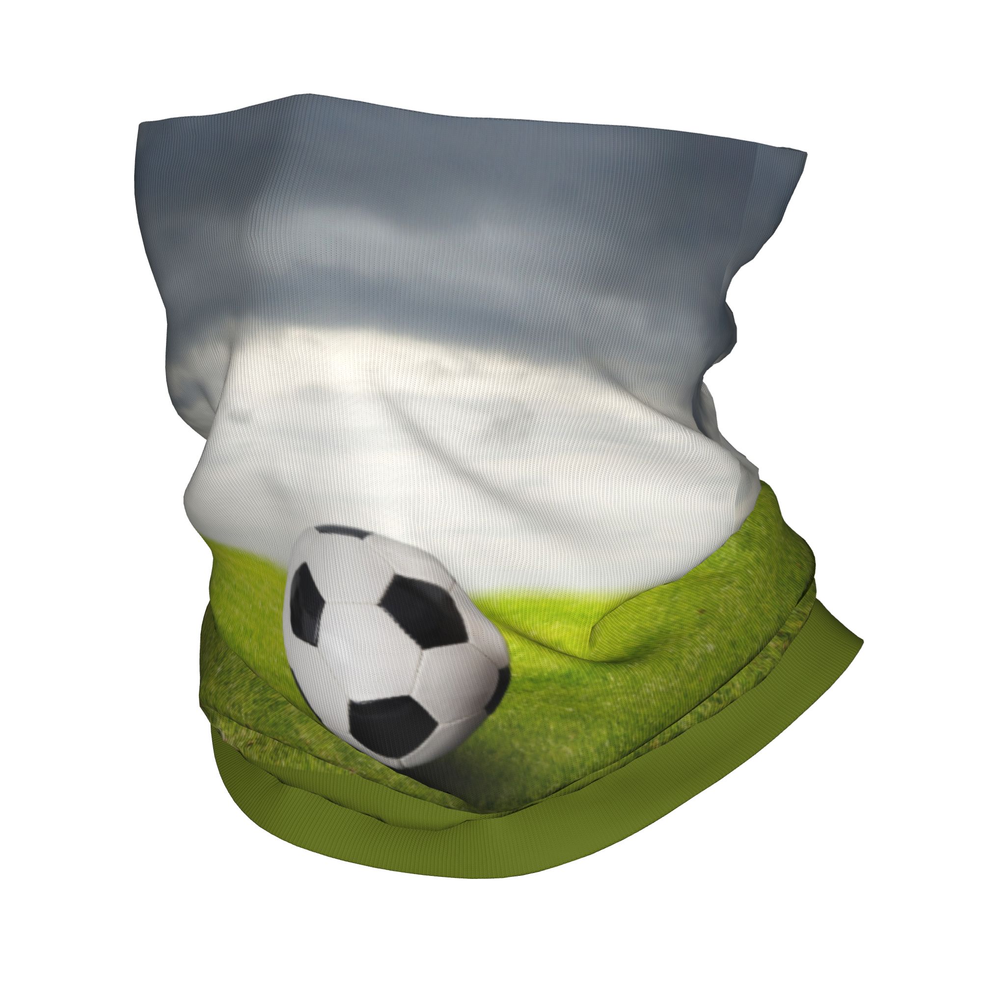 맞춤형 축구공이 잔디 위에 놓인 밴다나 넥 게이터 방풍 - Neck Gaiter Face Cover 리뷰 및 가격