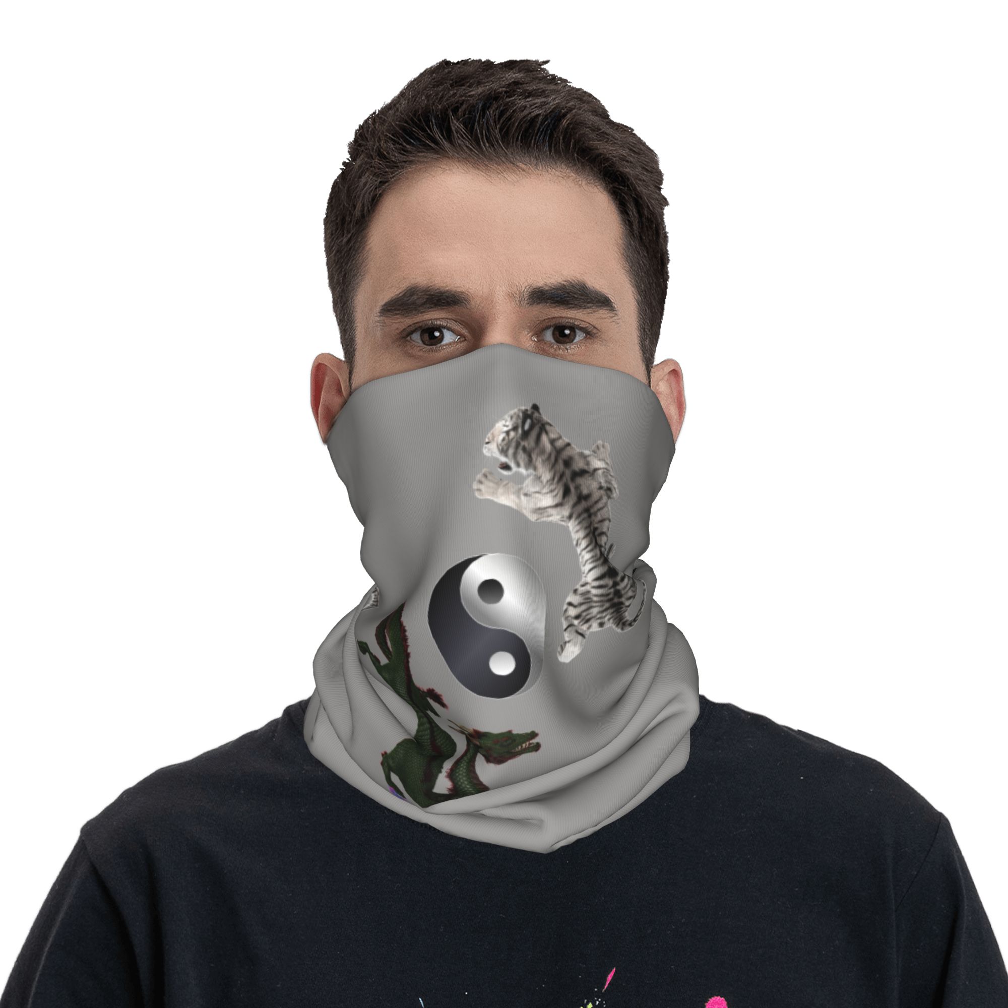 커스텀 음양 용과 호랑이 전사 아트 반다나 넥워머 여성 - Neck Gaiter Face Cover 리뷰 및 가격